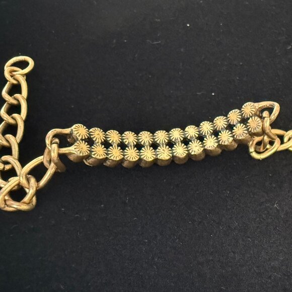 J Crew Gold-Tone Chain Bracelet With Double Row Clear Rhinestones Lobster Clasp - Picture 8 of 12